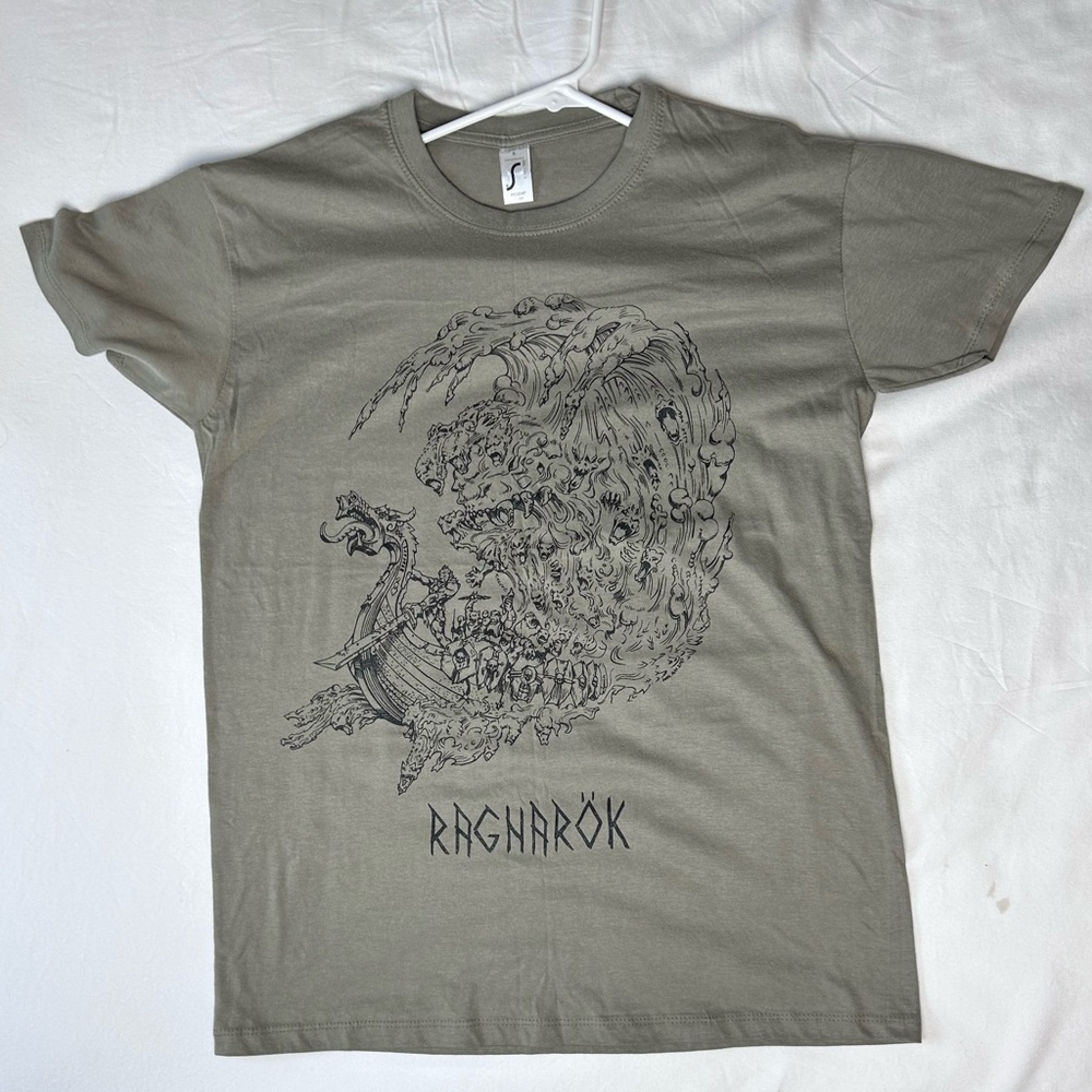 Ragnarok army green iceland graphic tee shirt